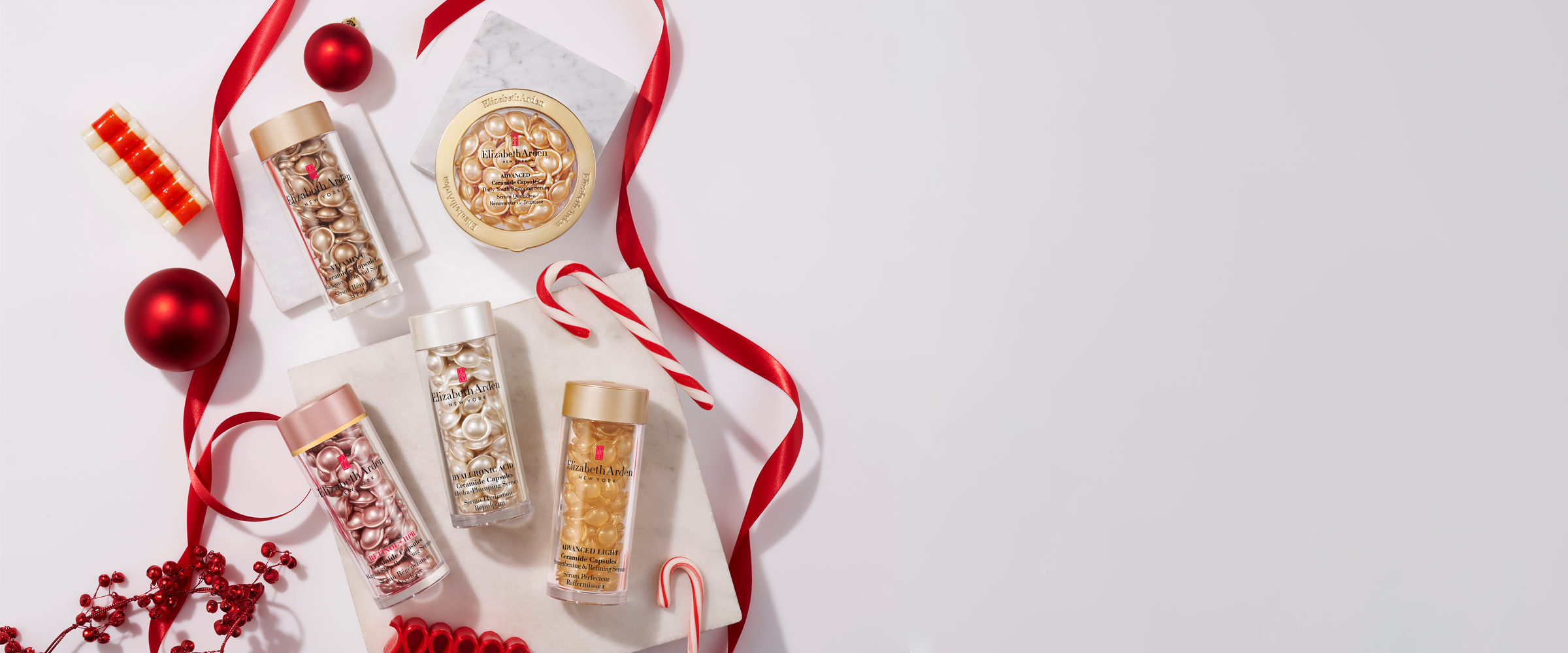 Elizabeth Arden UK Holiday & Christmas Gift Buying Guide 2024 HERO Banner featuring best selling skincare products